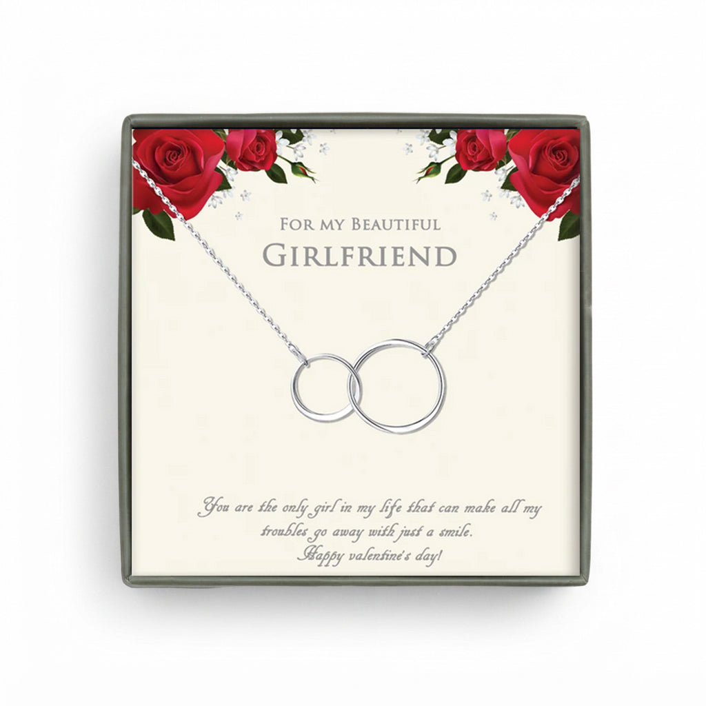"For My Beautiful Girlfriend" Valentine's Day Card and Infinity Necklace