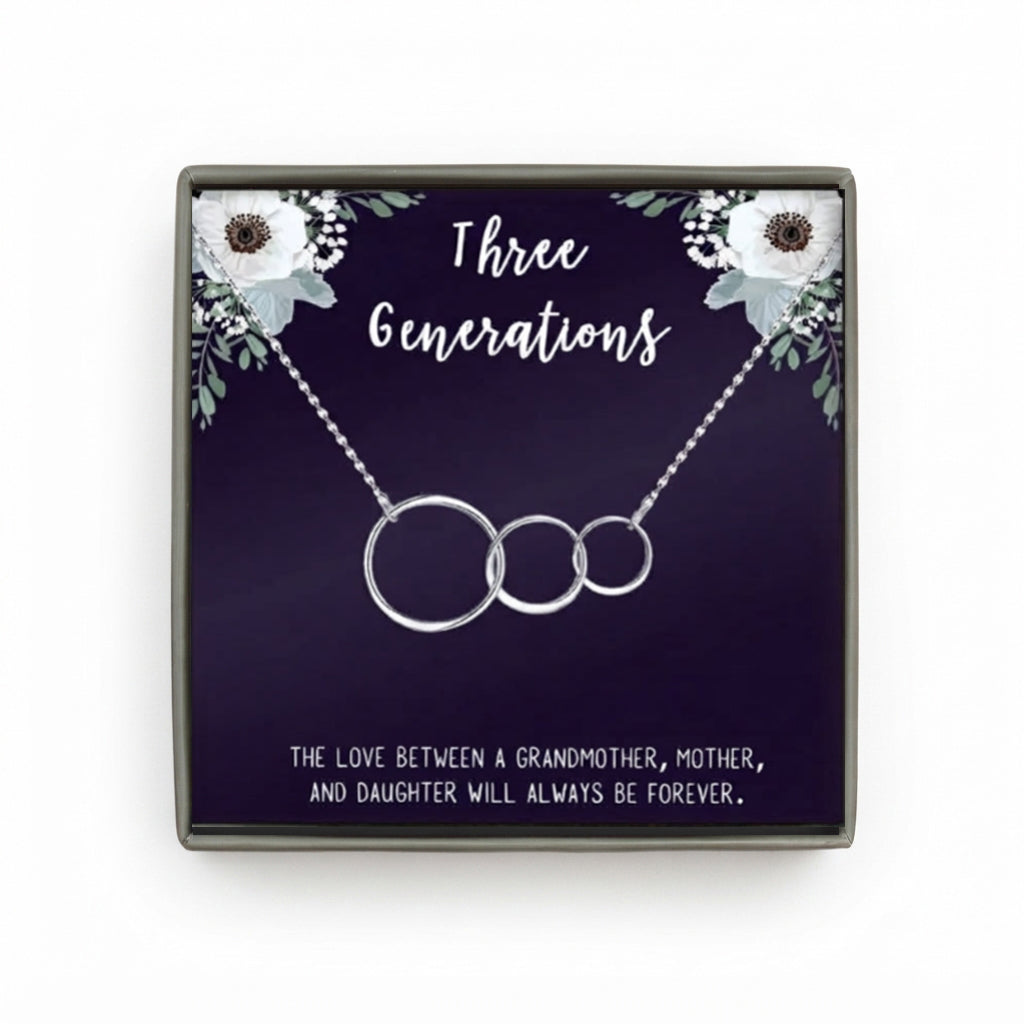 Three Generations Card and Triple Rings Necklace
