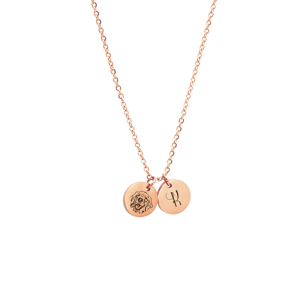 Pet Portrait Round Disc Charm Necklaces