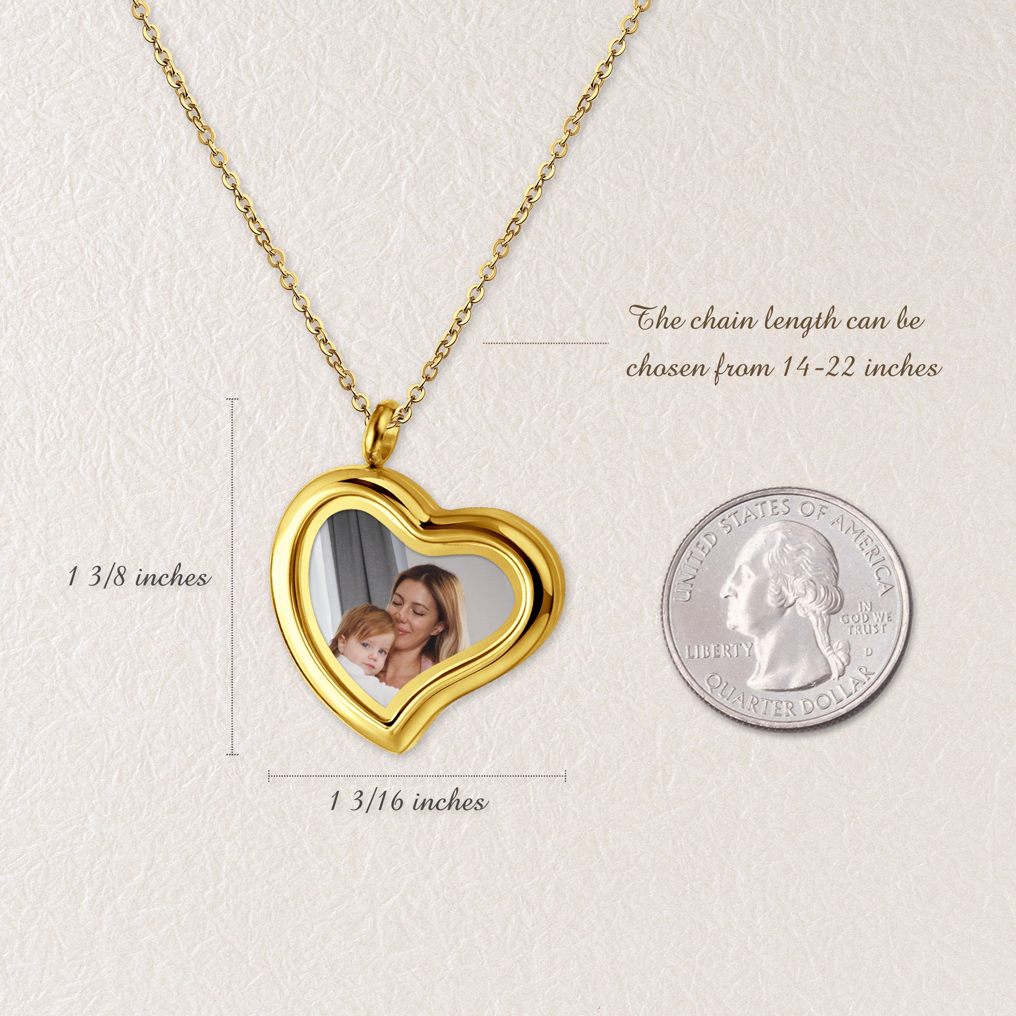 Glass Sideways Heart Photo Locket Necklace