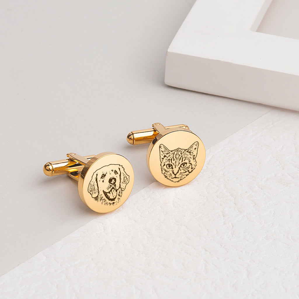 Pet Portrait Cuff Link and Tie Clip