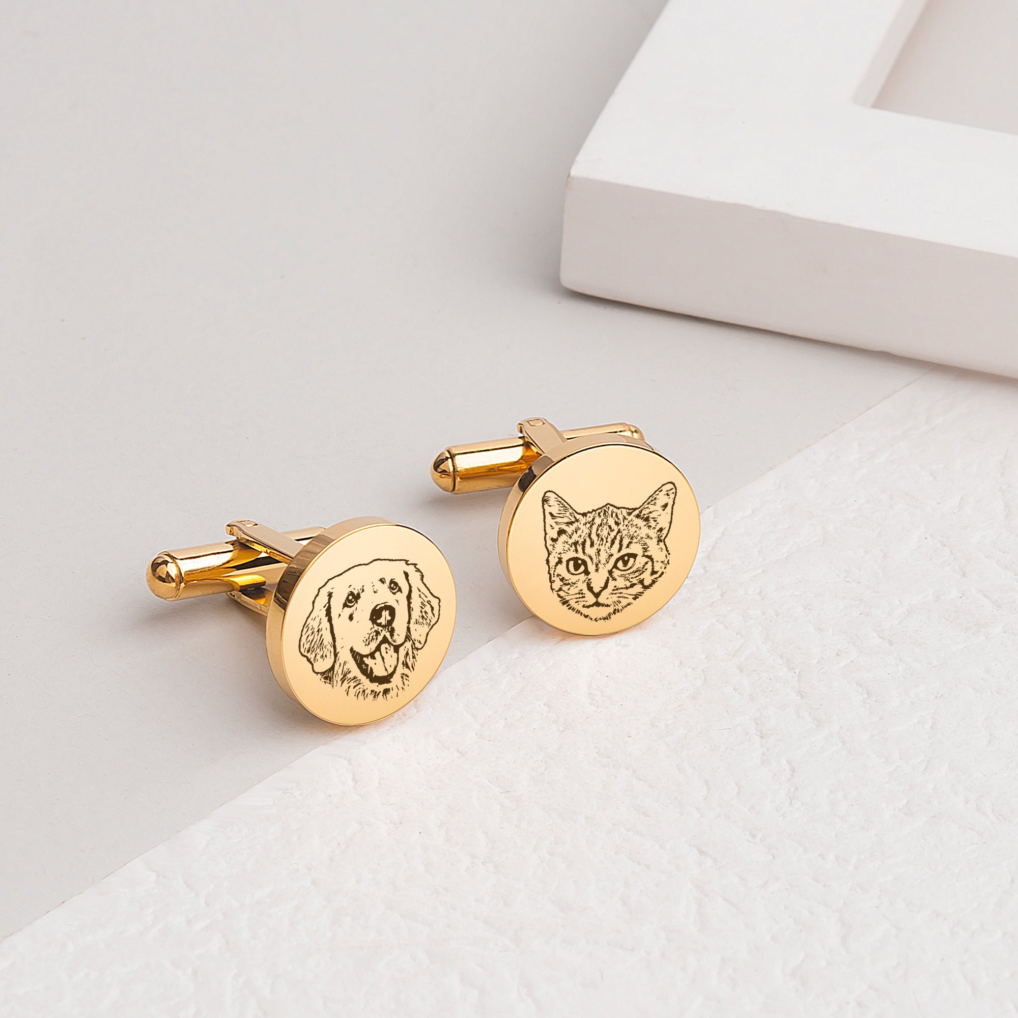 Pet Portrait Cuff Link and Tie Clip