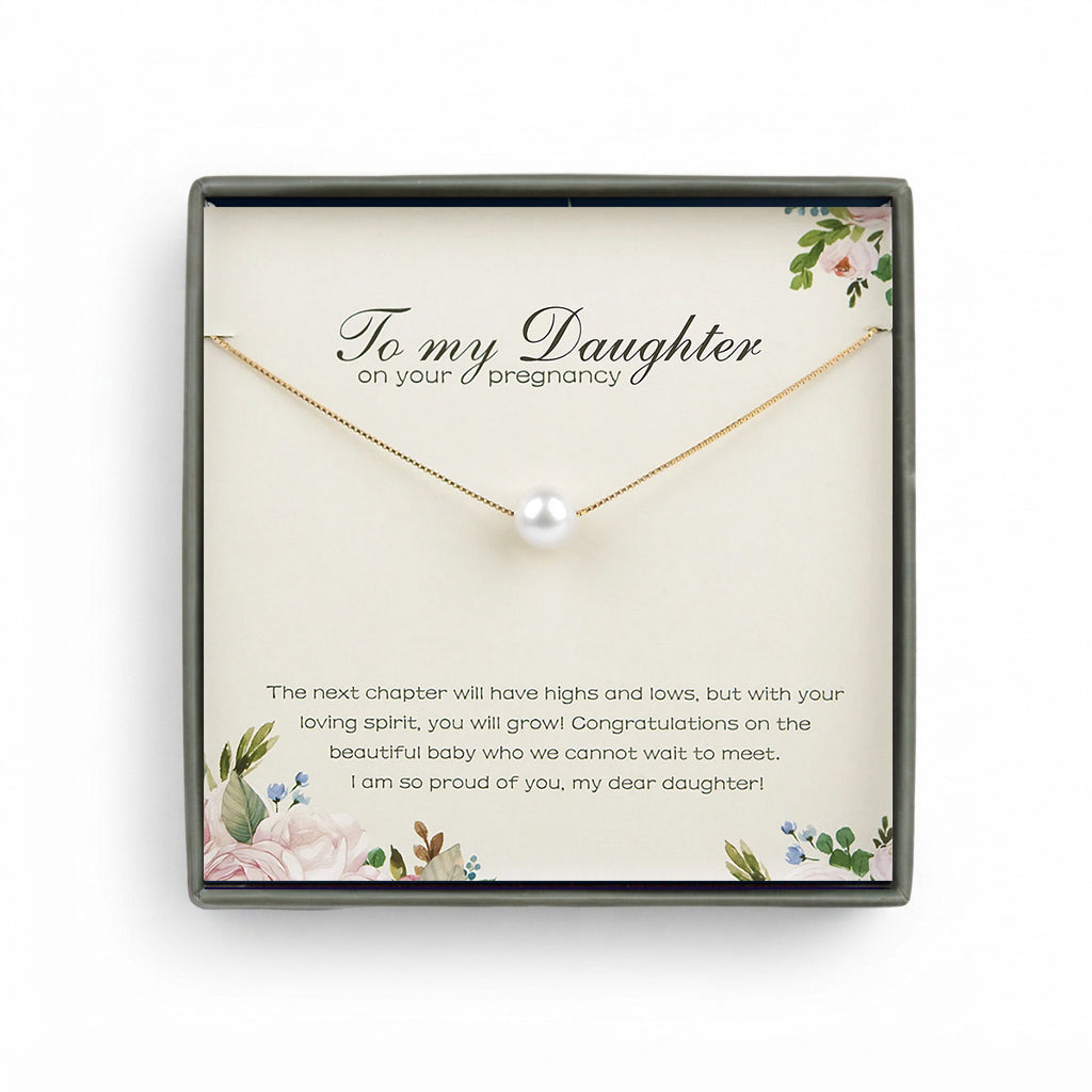 "To my daughter" Card and Pearl Necklace