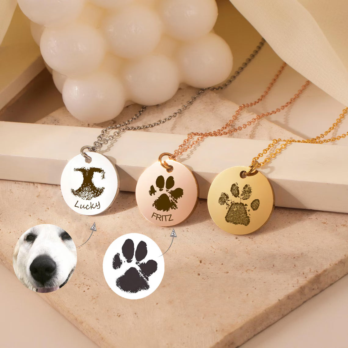 Paw Print - Nose Print Memorial Necklace