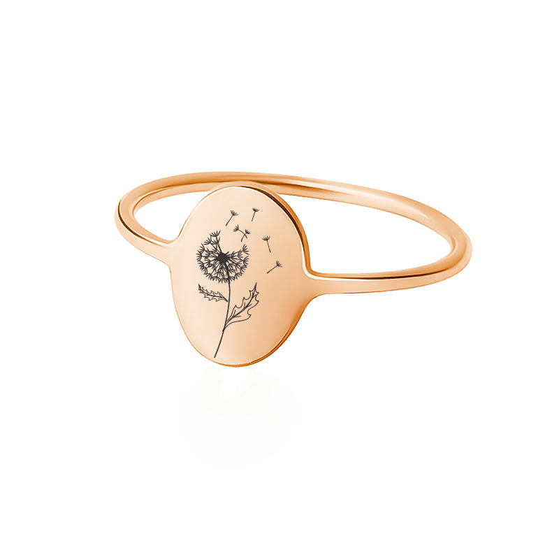Birth Flower Sterling Silver Ring