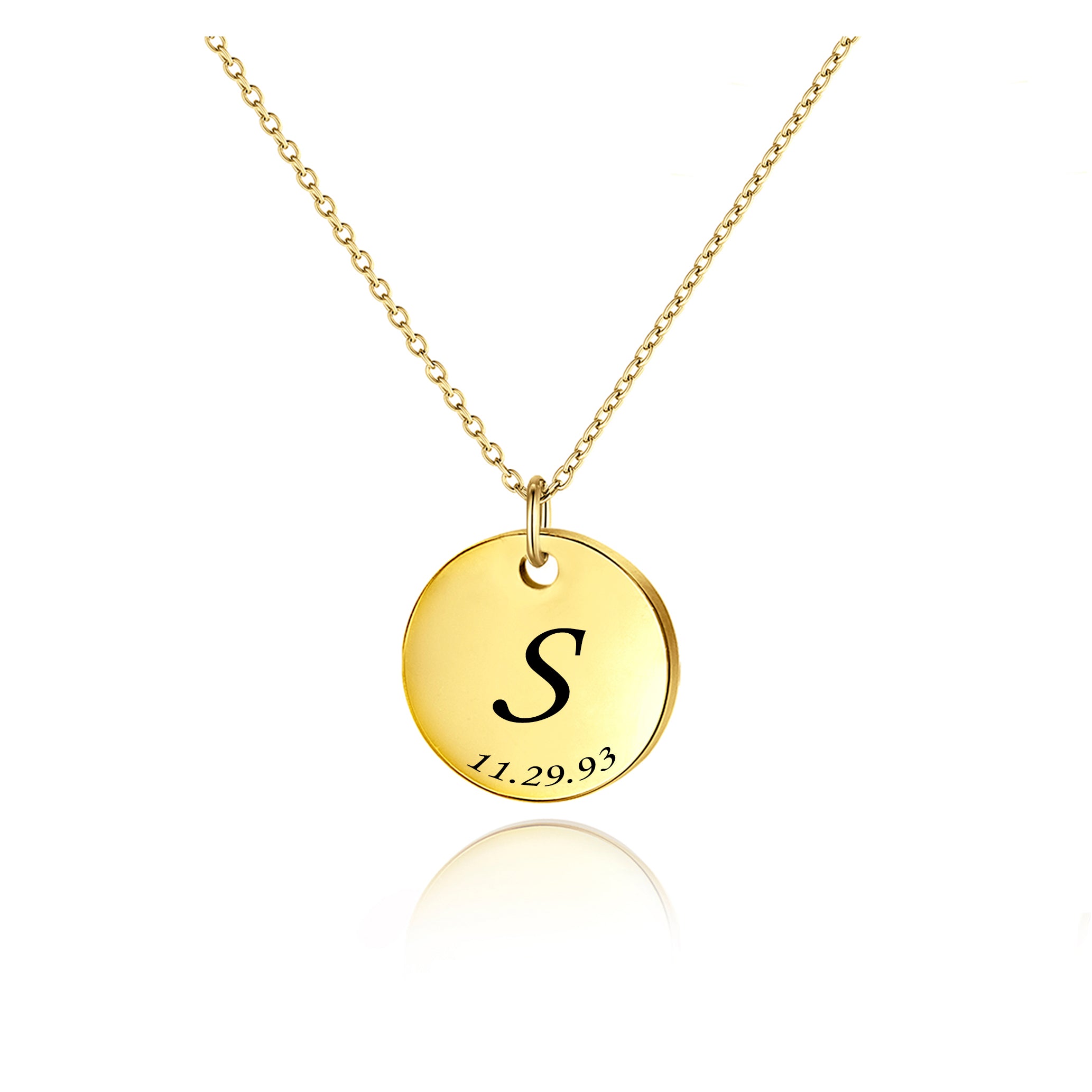 Custom Initial Letter Round Necklace