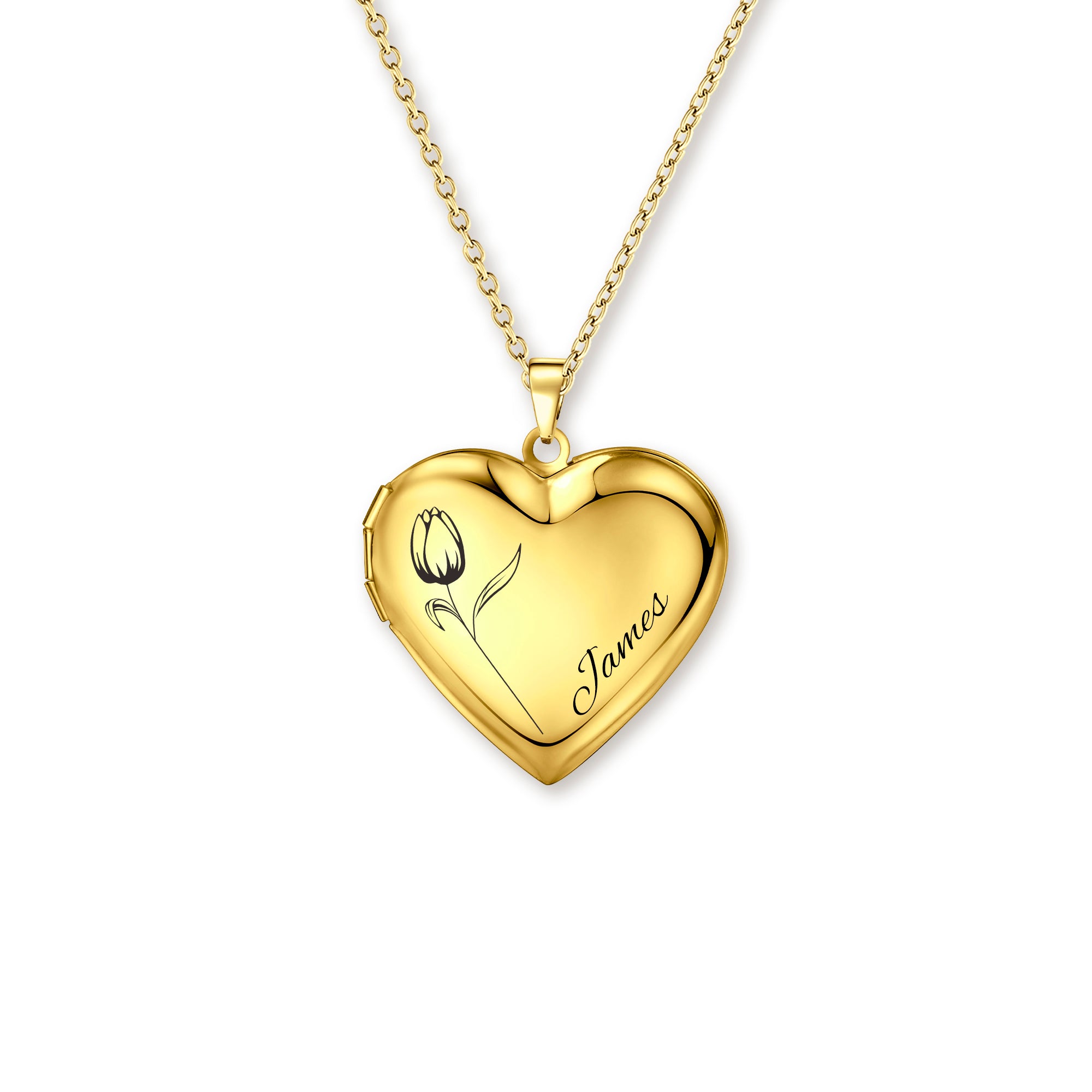 Birth Flower and Name Locket Necklace