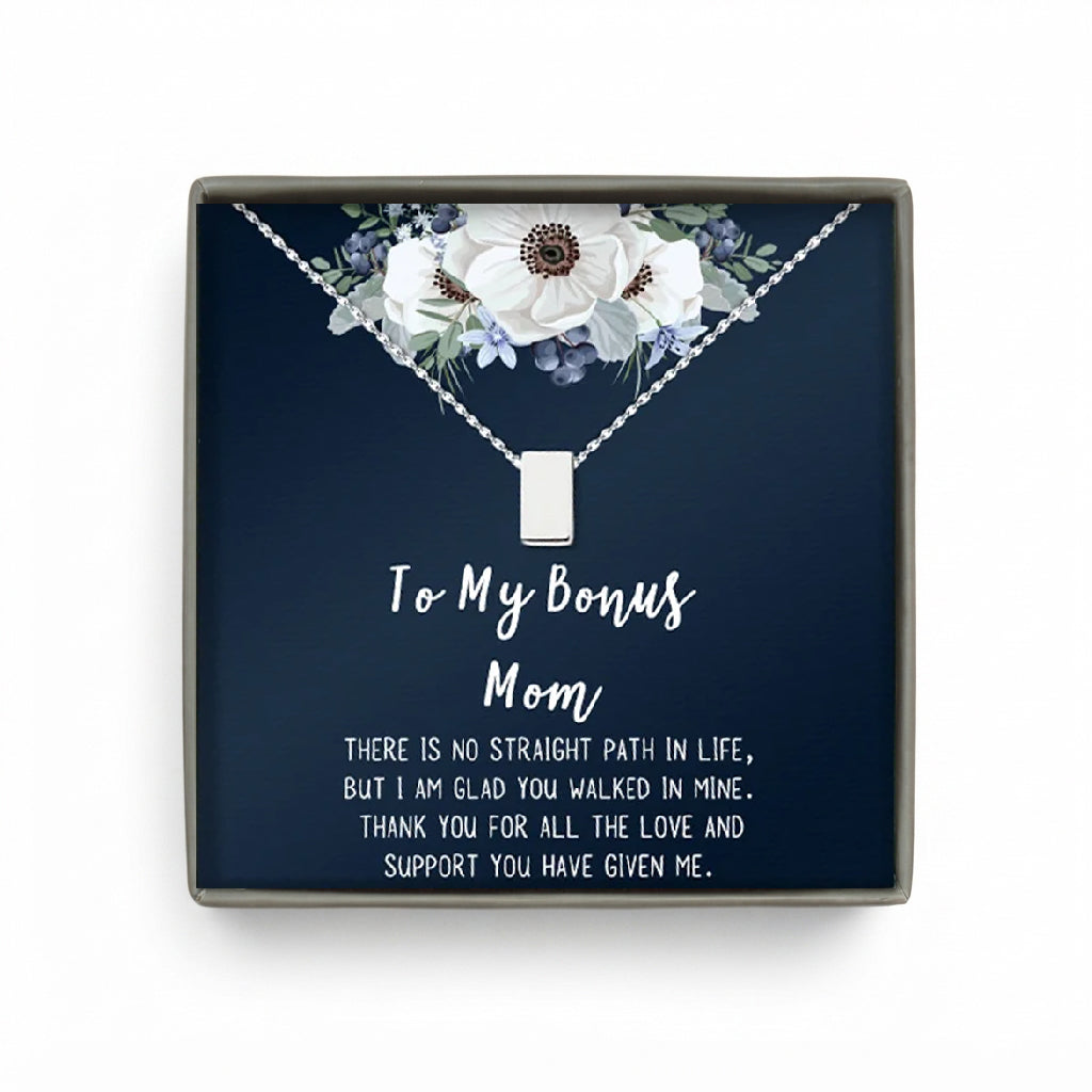 To my Bonus Mom Cube Necklace Gift Set