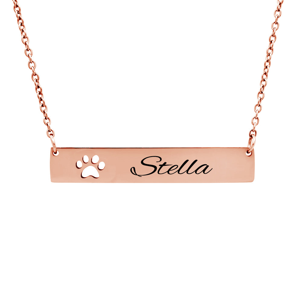 Custom Paw Print Cut-Out Bar Necklace