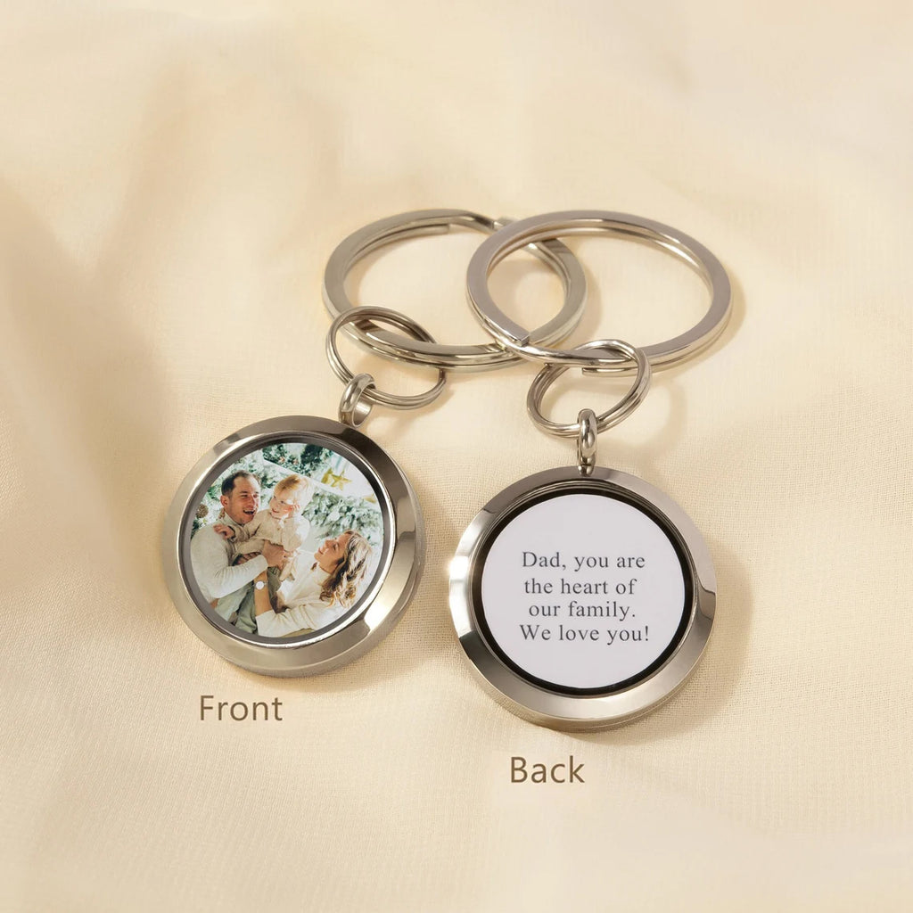 Custom Picture Keyring with Message Photo Locket Key Chain