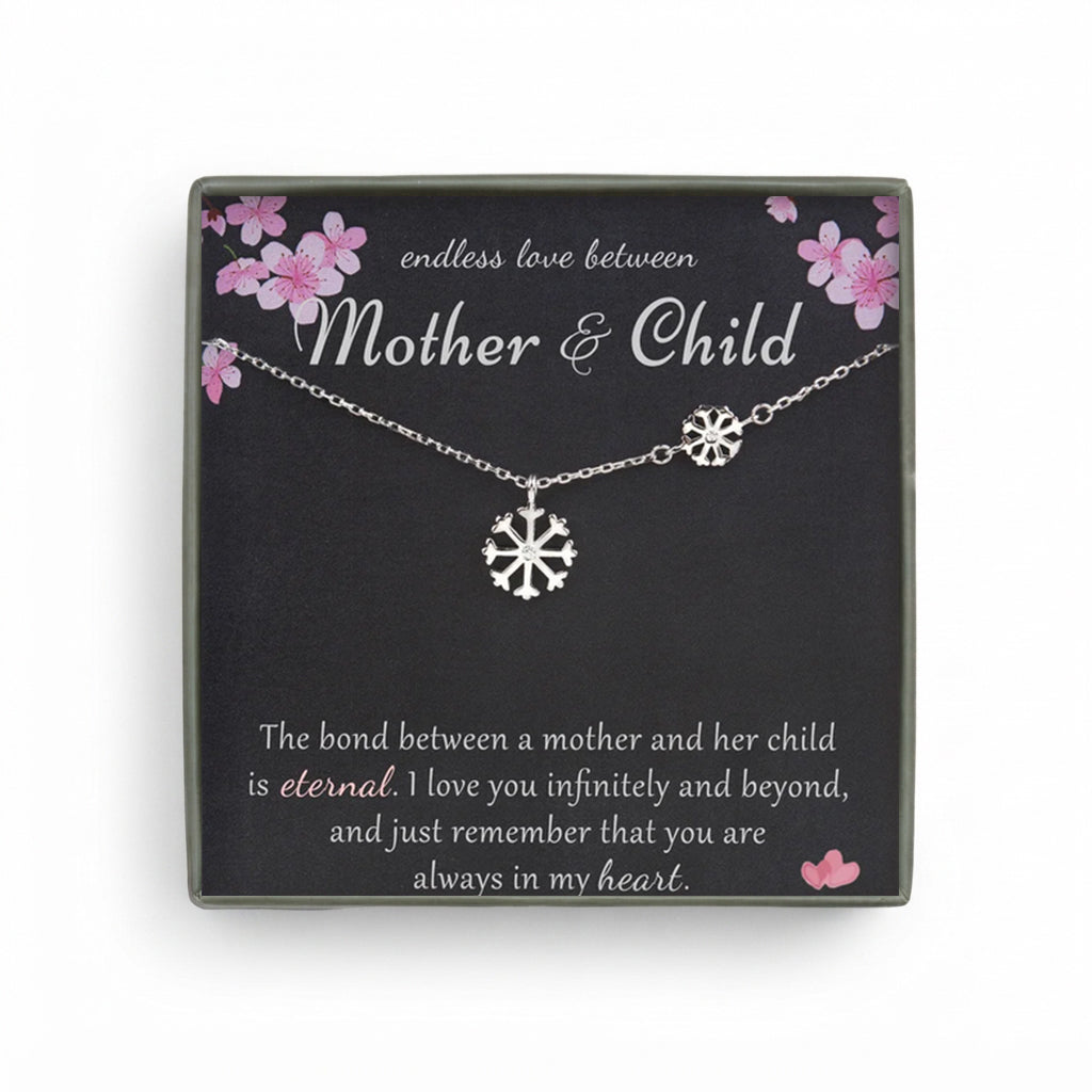 "Endless Love Between Mother & Child" Card and Snowflake Necklace