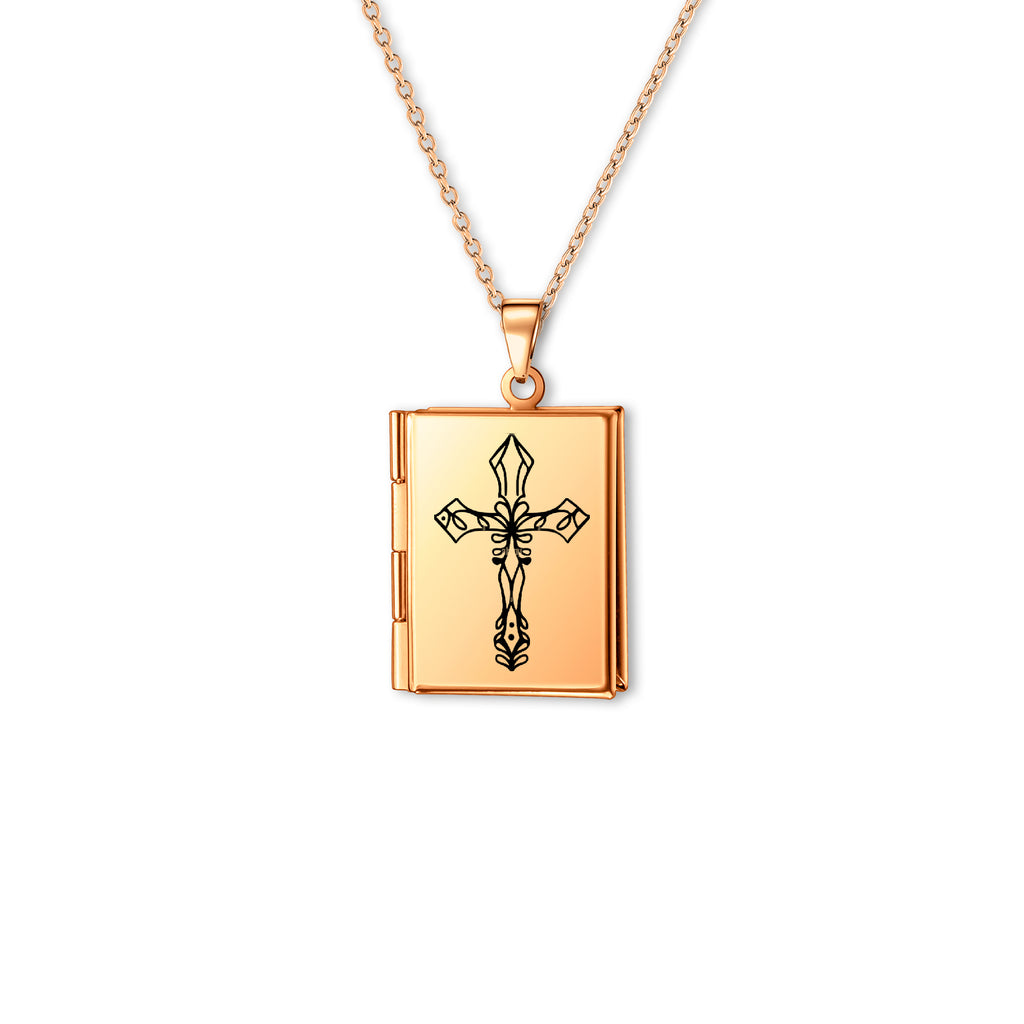 Square Logo Photo Locket Necklace