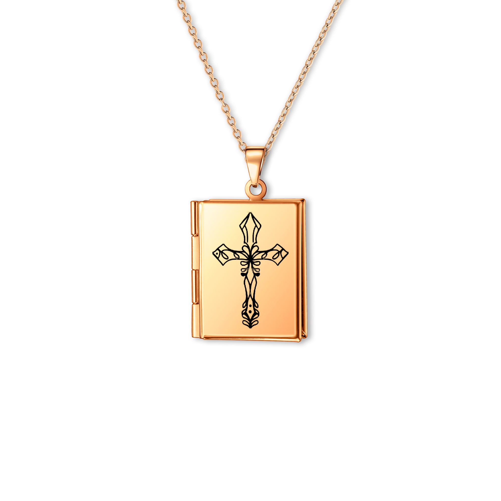Square Logo Photo Locket Necklace