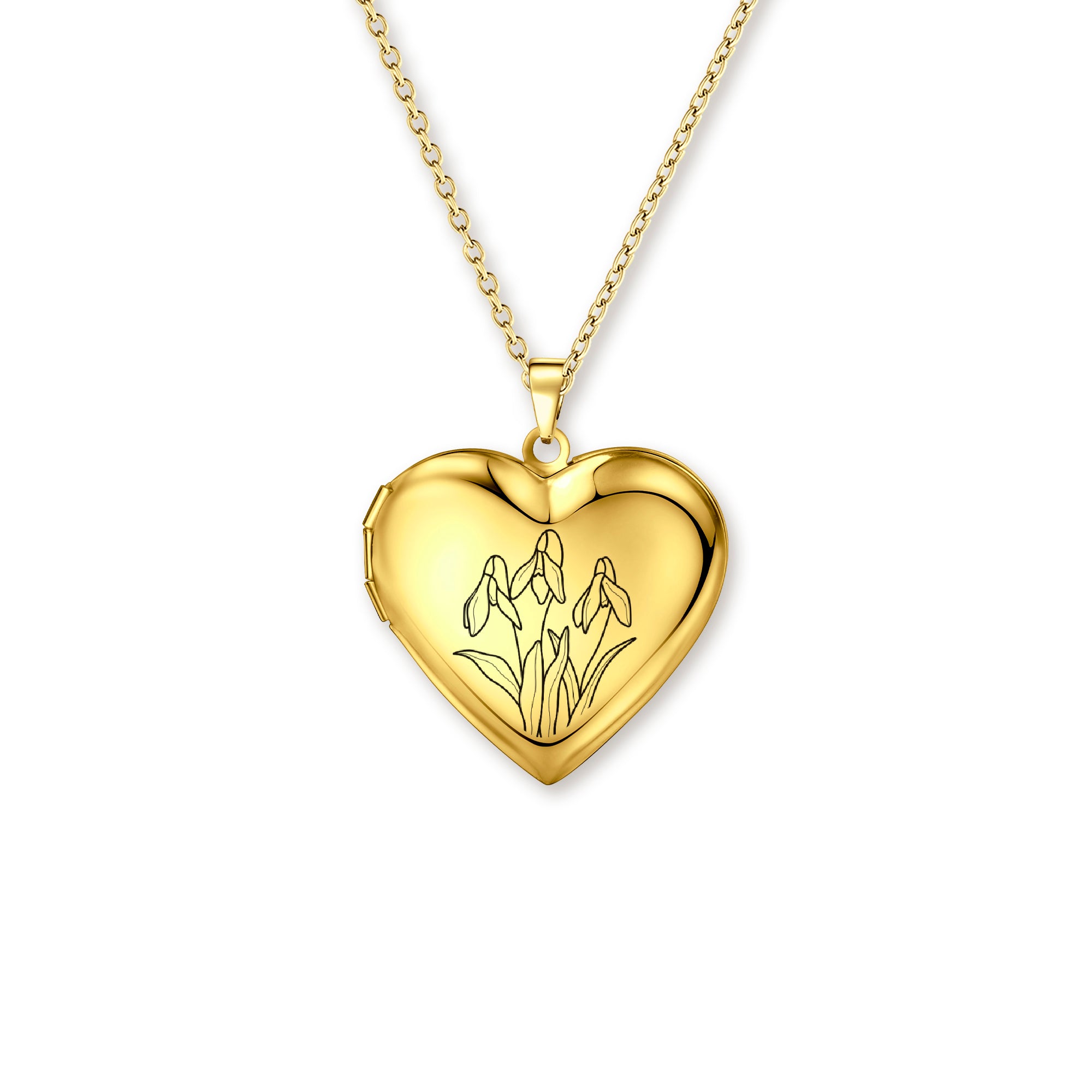 Personalized Birth Flower Heart Photo Locket