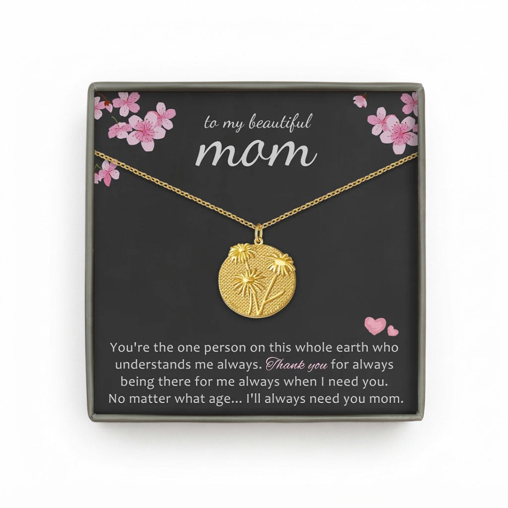 "To the Best Mother" 3D Birth Flower Necklace