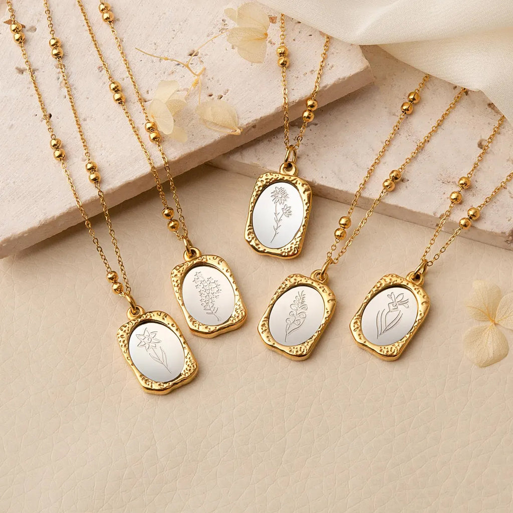 Gold Filled Birth Flower Necklace