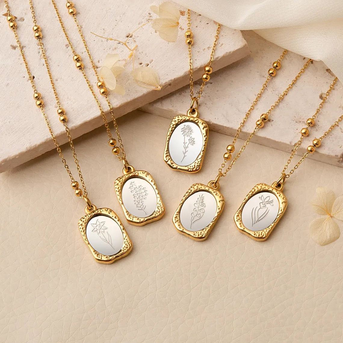 Gold Filled Birth Flower Necklace