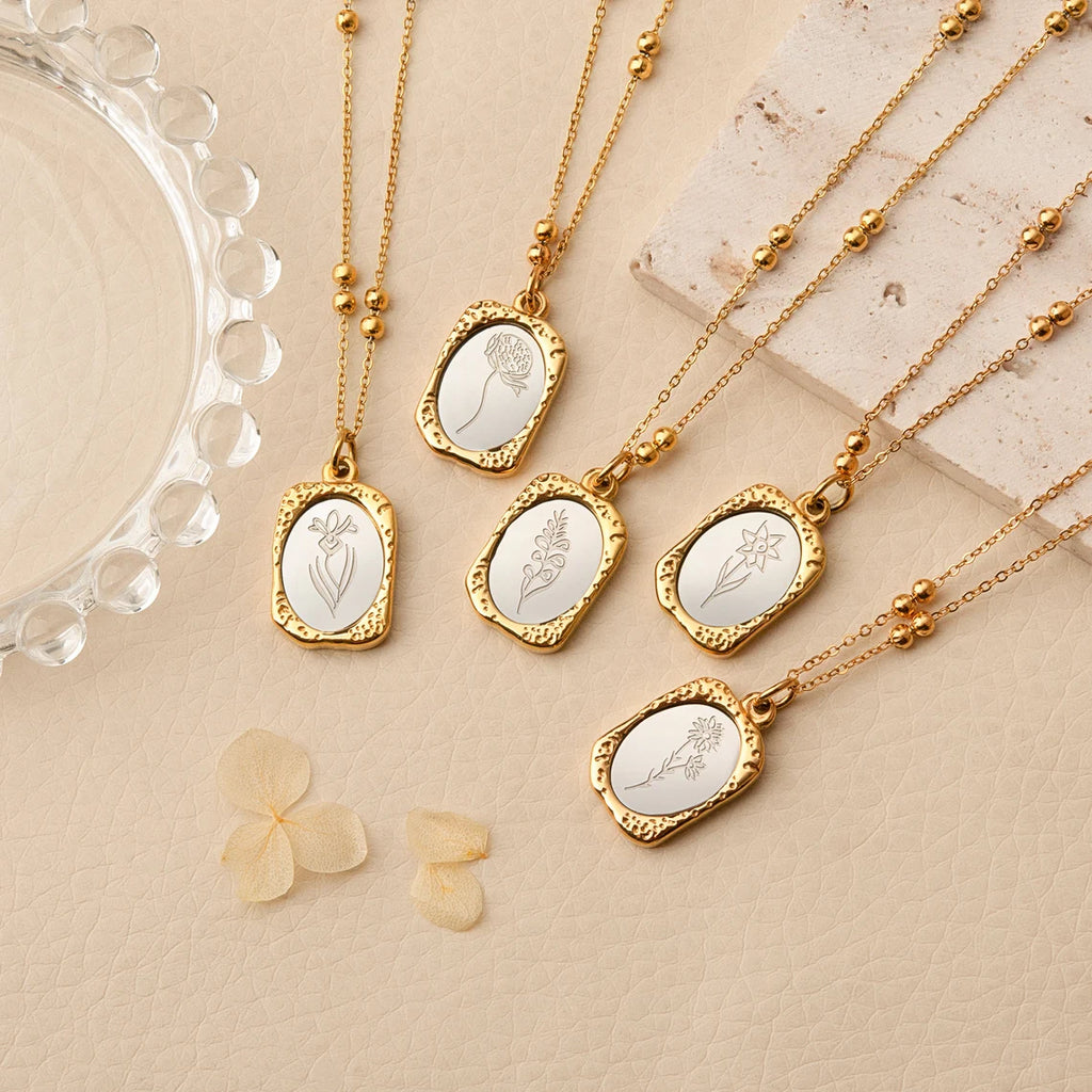 Gold Filled Birth Flower Necklace