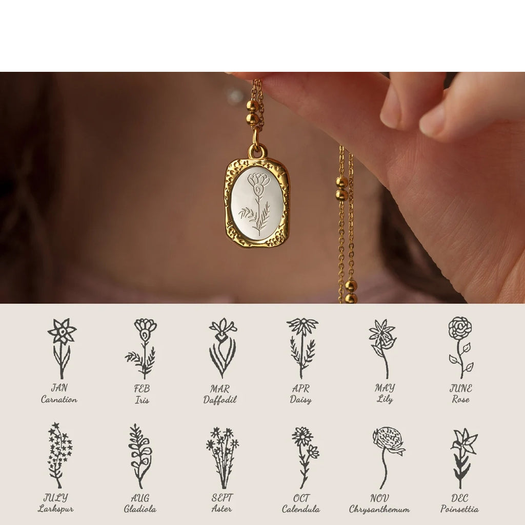 Gold Filled Birth Flower Necklace