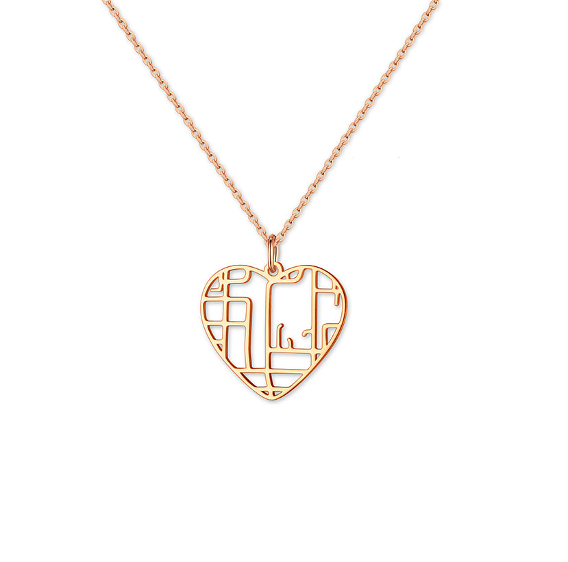 Heart Location Map Necklace