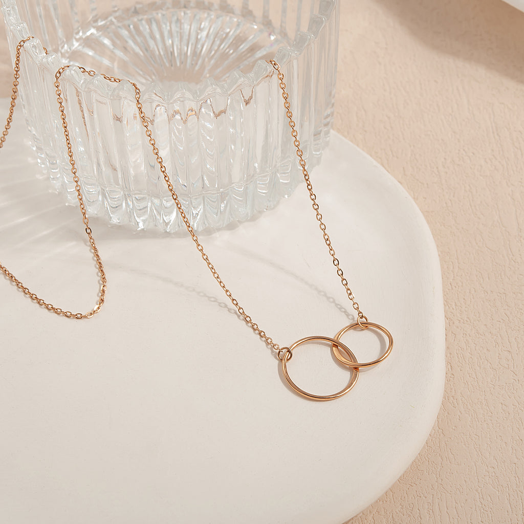 Custom Interlocking Rings Necklace with Grey Floral Card Necklace