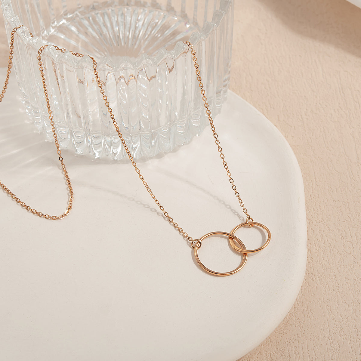 Custom Interlocking Rings Necklace with Grey Floral Card Necklace