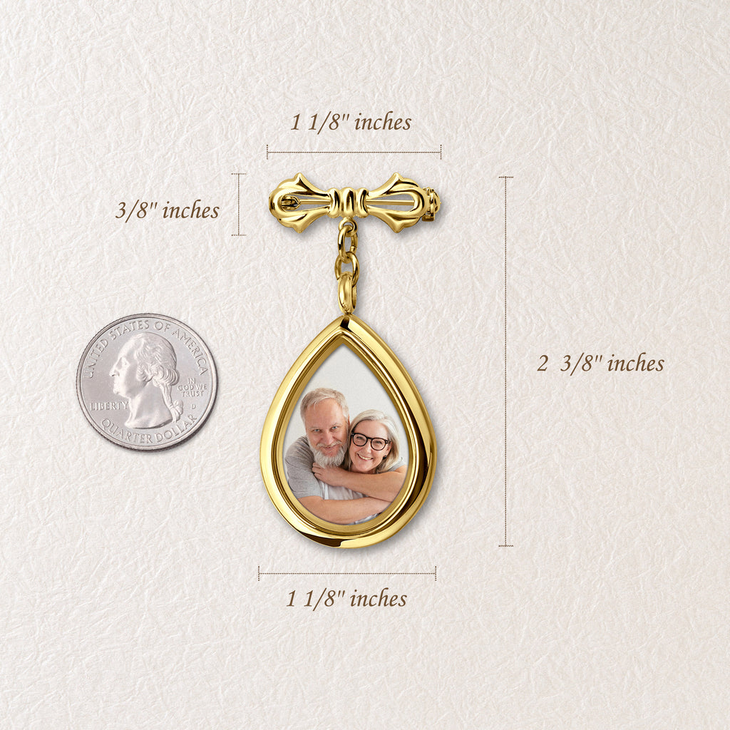 Glass Graduation Teardrop Photo Locket Lapel Pin