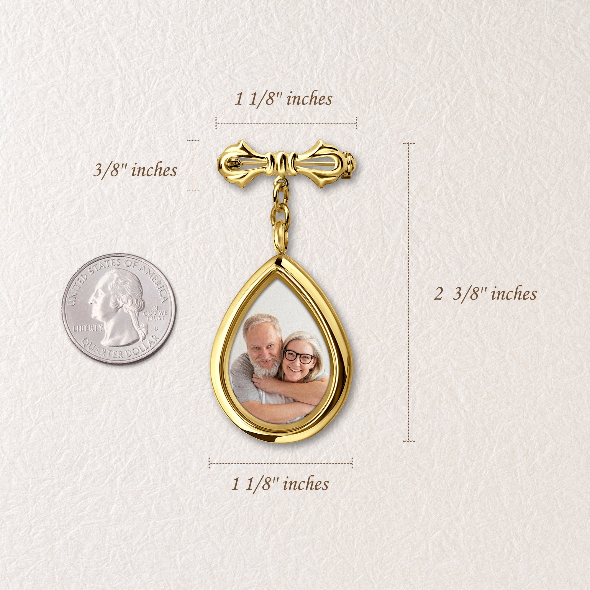 Glass Graduation Teardrop Photo Locket Lapel Pin