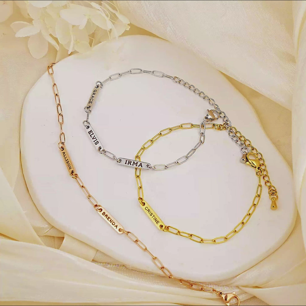 Custom Women's Paper Clip Stainless Steel Chain Bracelet