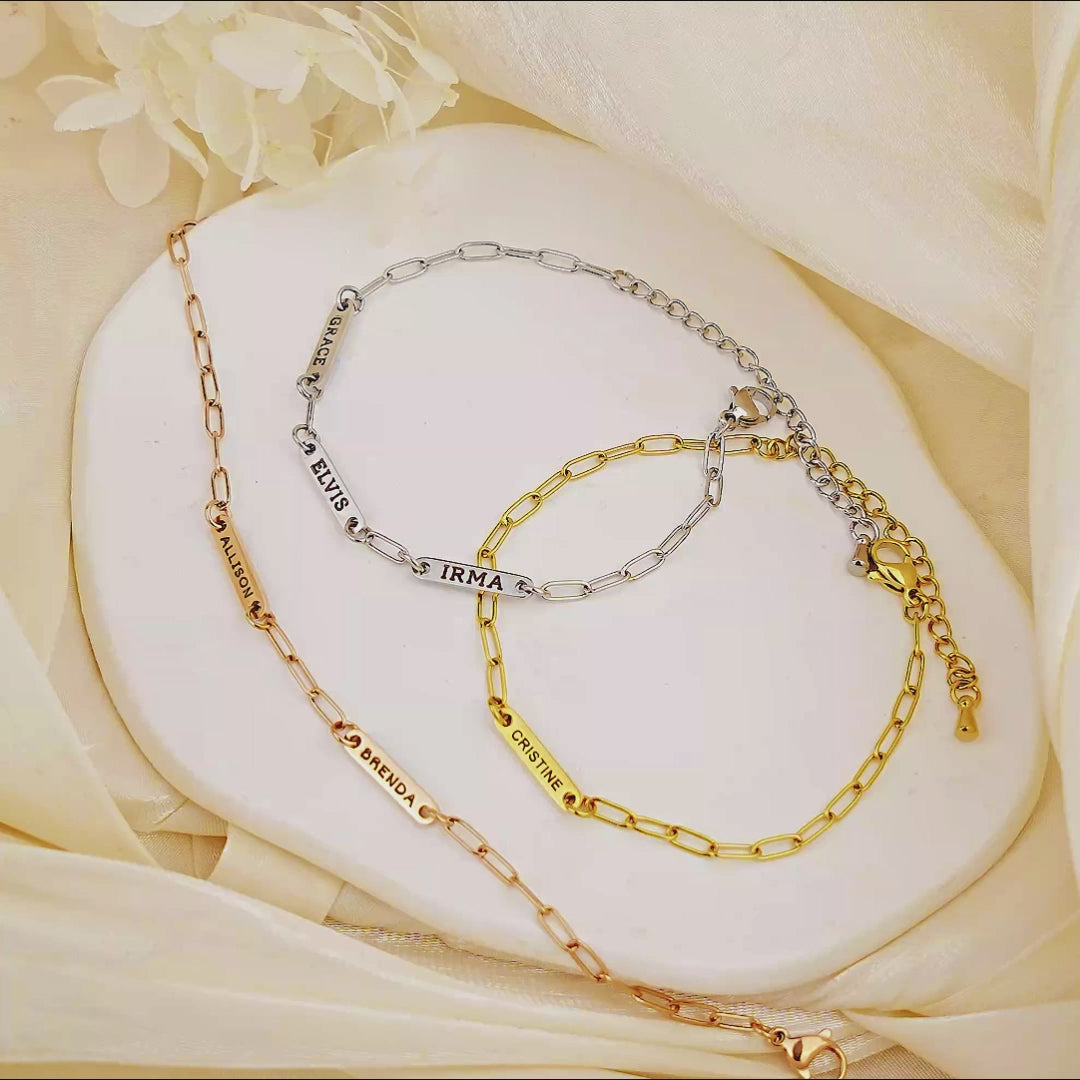 Custom Women's Paper Clip Stainless Steel Chain Bracelet