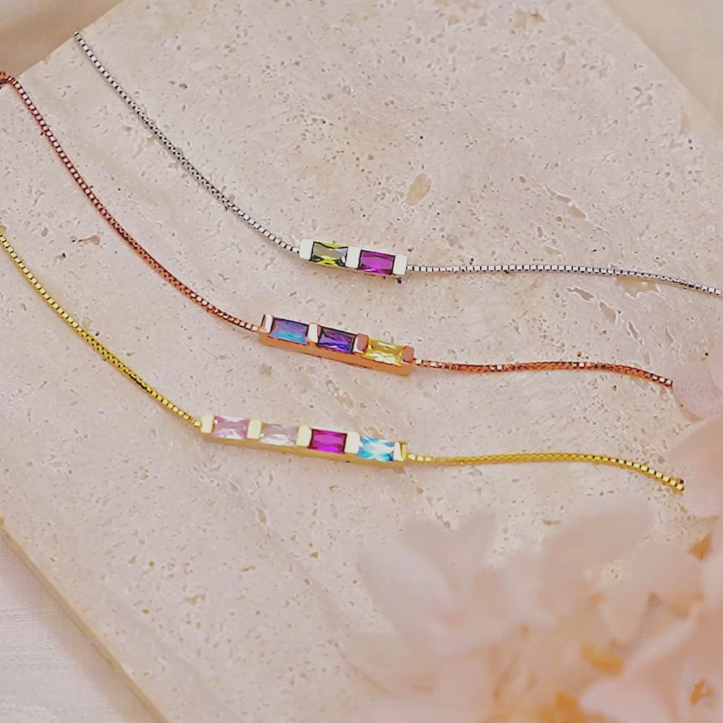 Birthstone Baguette Bar Necklace