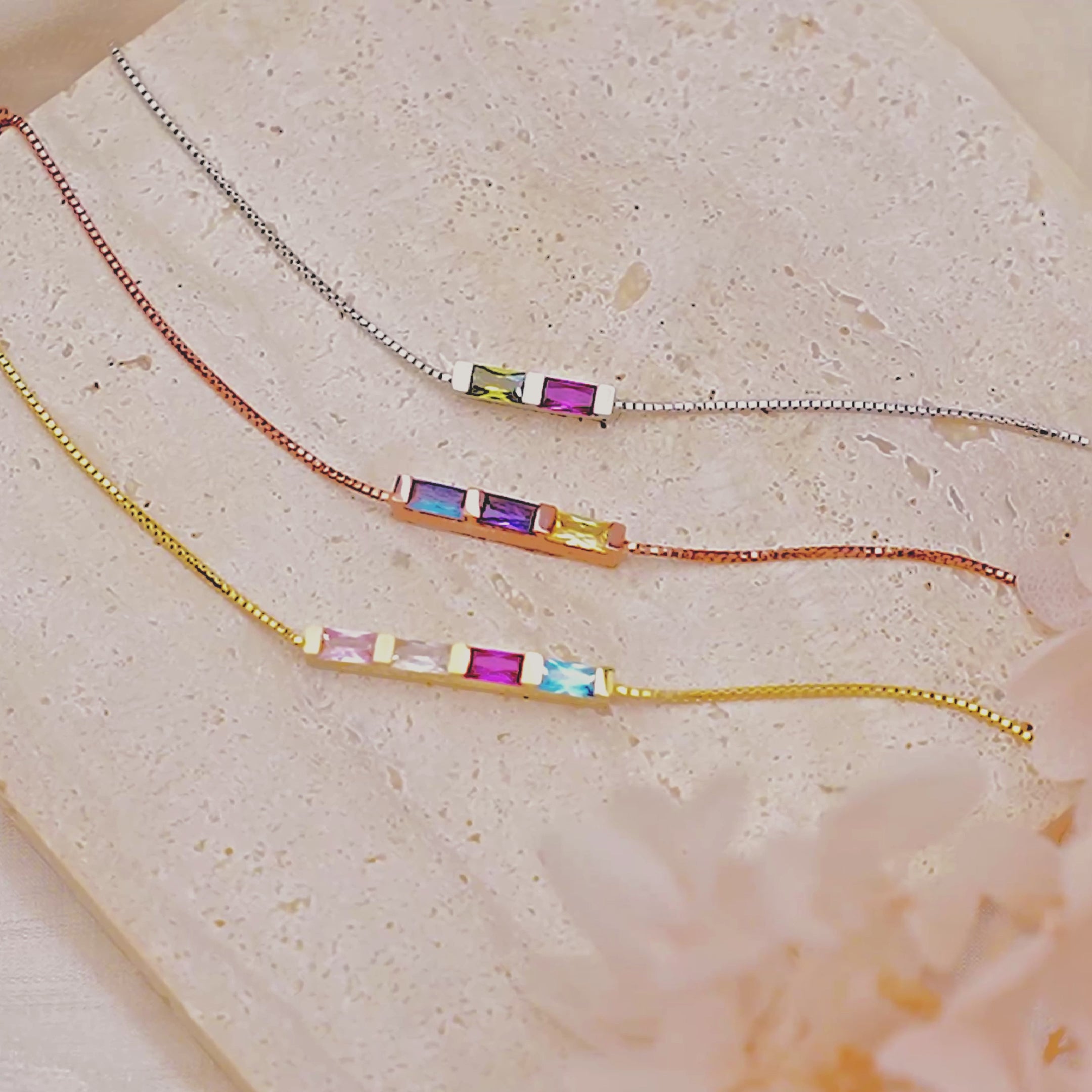 Birthstone Baguette Bar Necklace