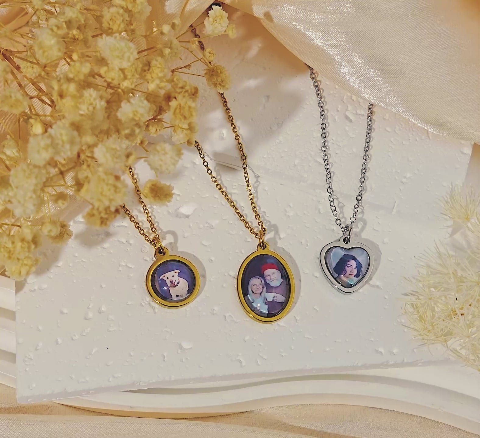 Personalized Photo Pendant Necklace with Glass Dome Cab