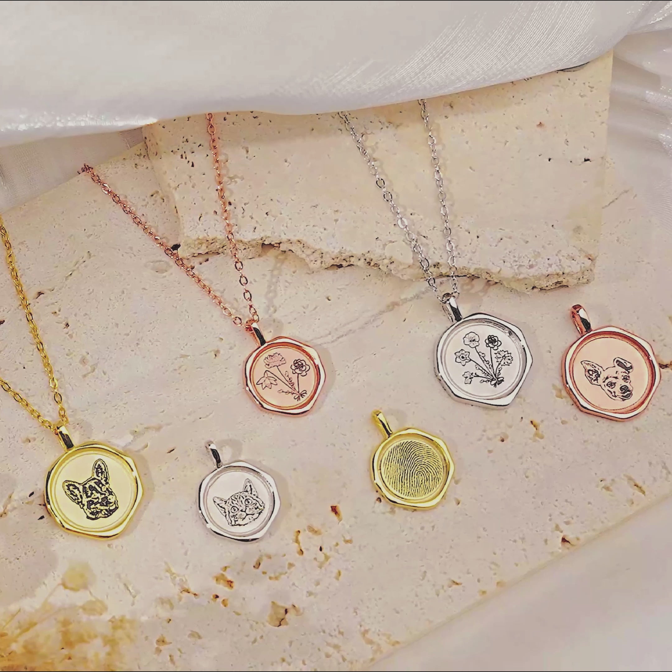 Custom Flower Bouquet Stamped Necklace