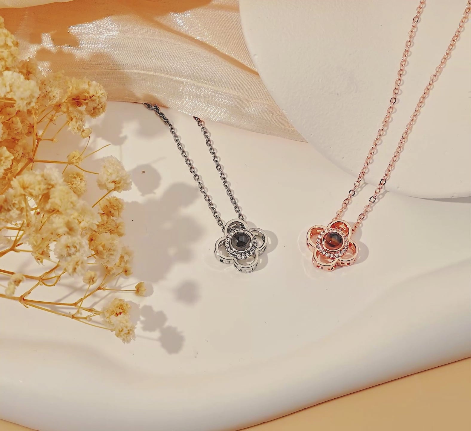 Clover Photo Projection Necklace