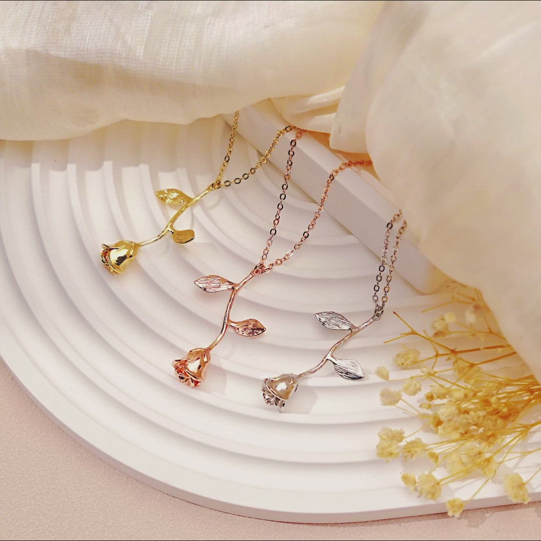 To My Beautiful Mom Rose Necklace Jewelry and Card Set