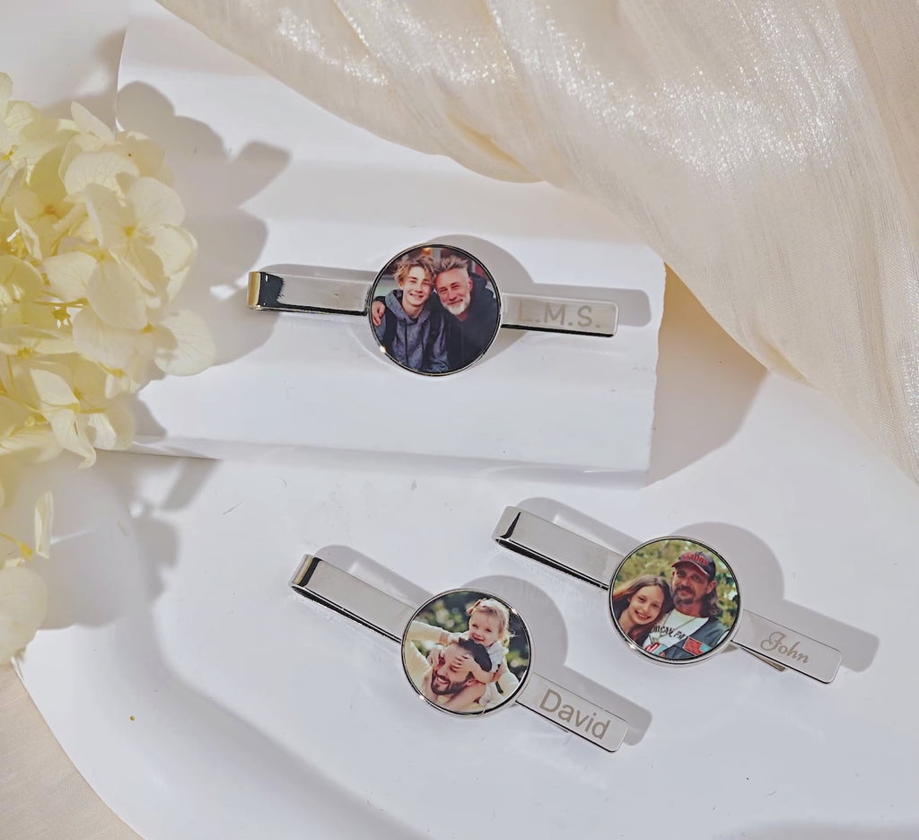 Custom Wedding Photo Tie Clip