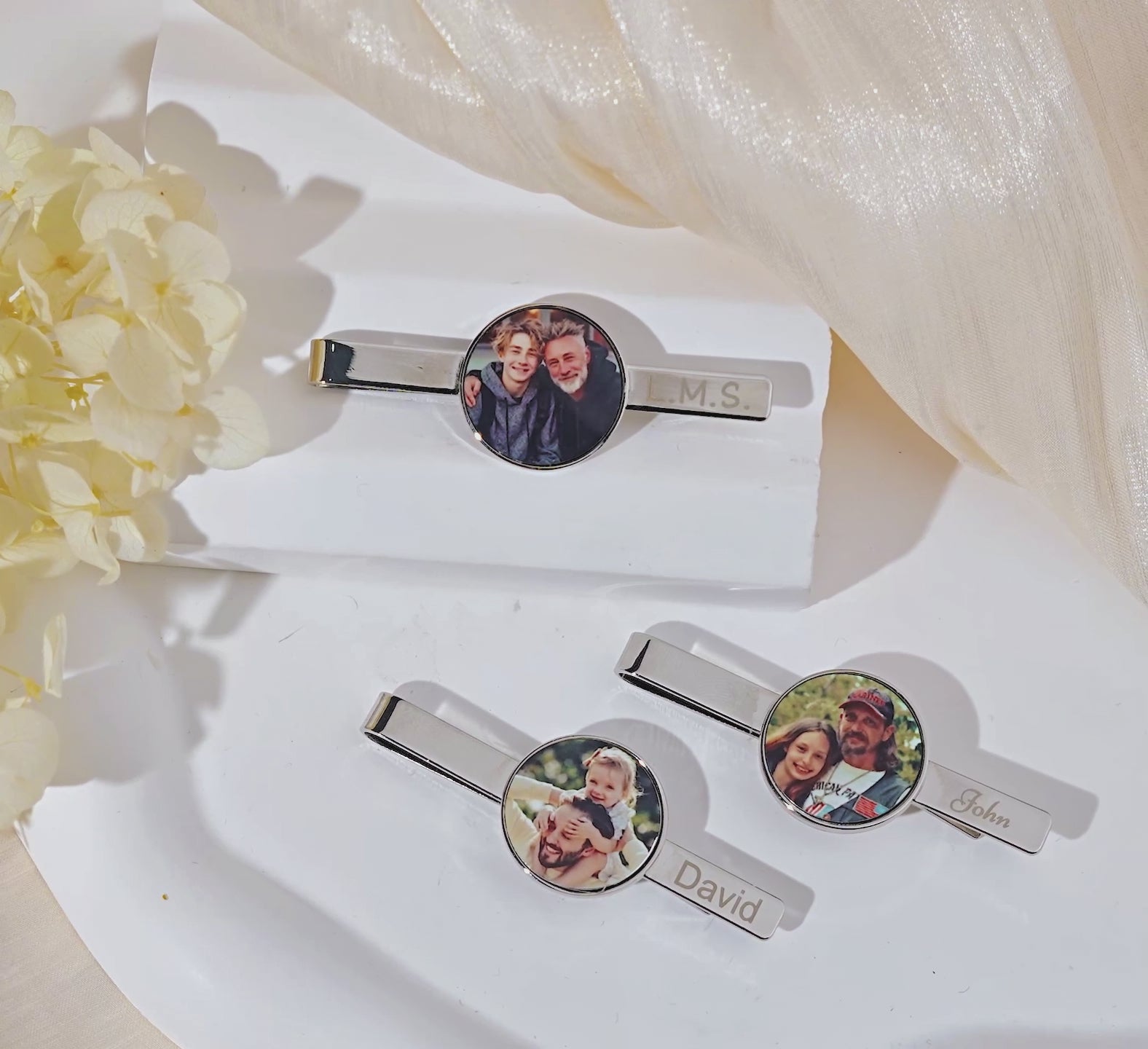 Custom Wedding Photo Tie Clip