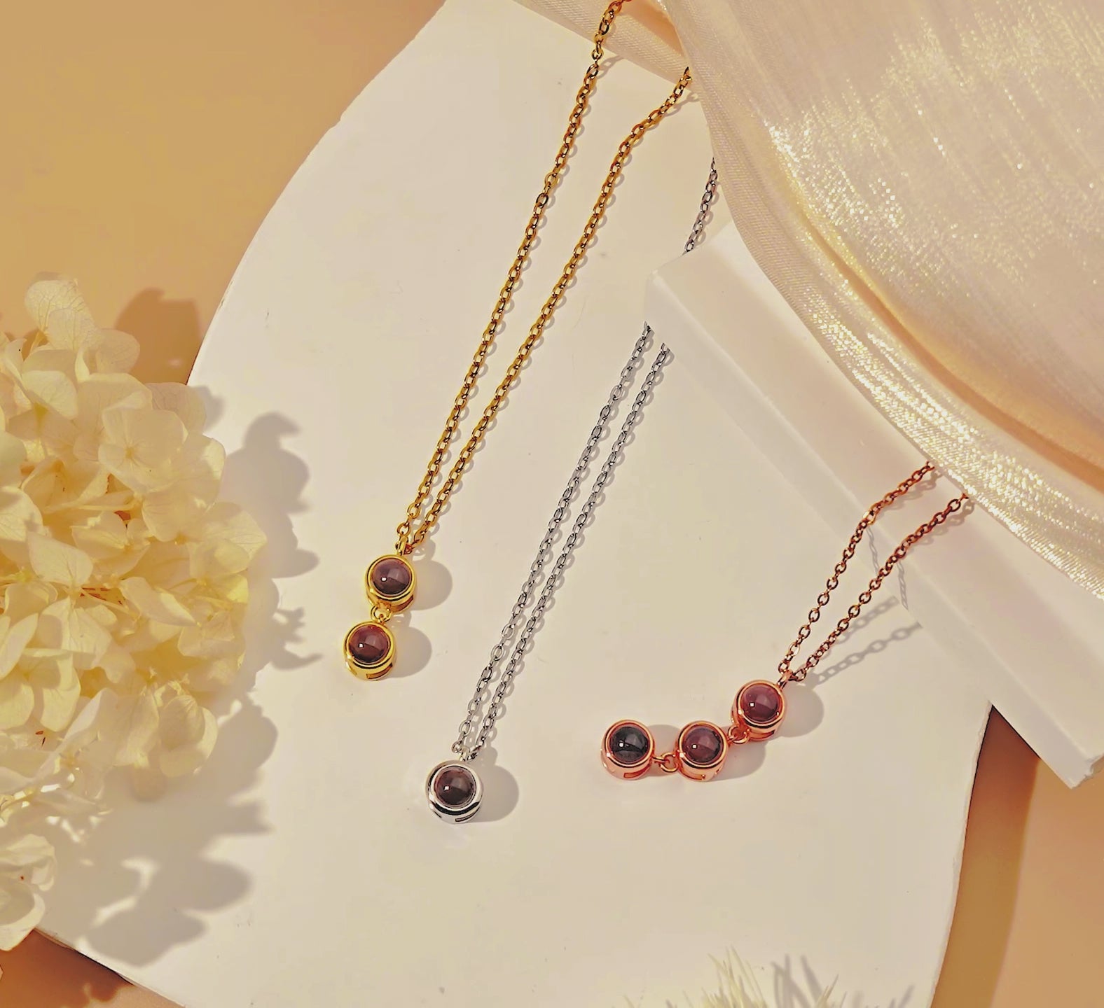 Round Multi-Photo Projection Pet Memorial Necklace