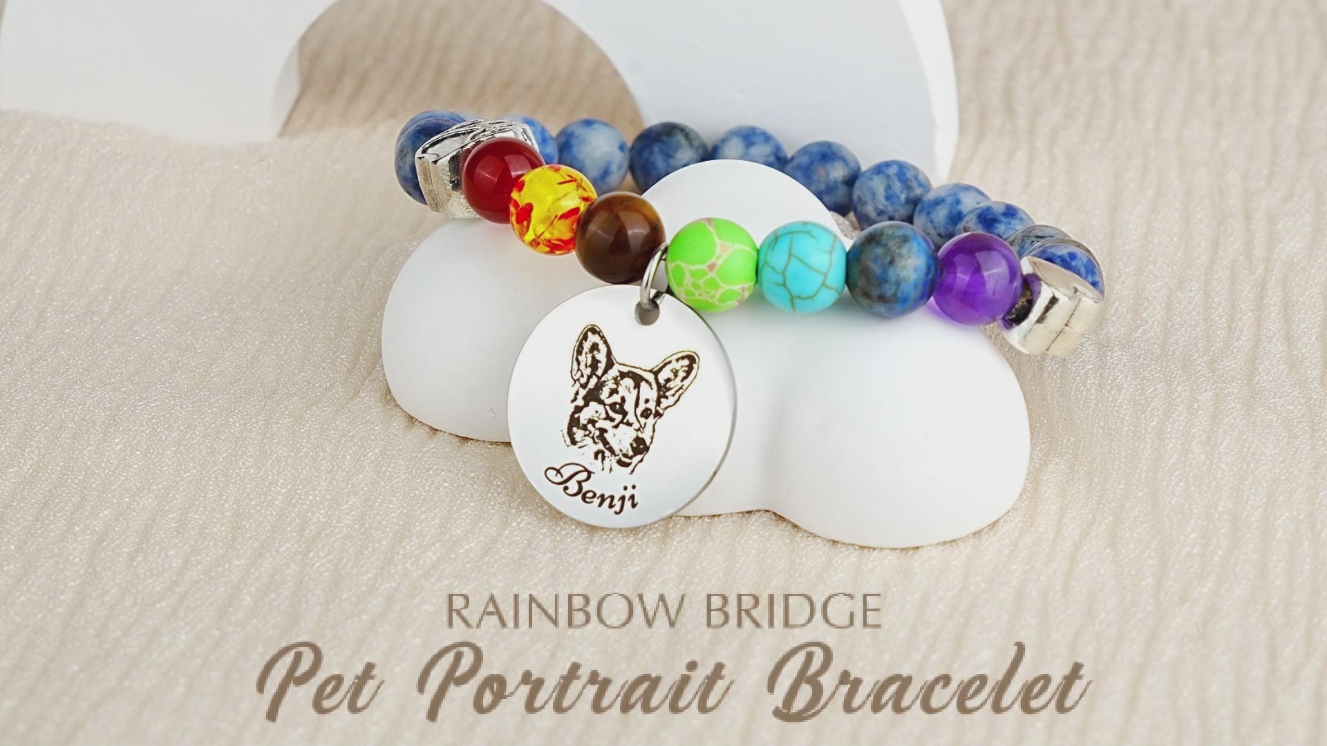 Personalized Pet Picture Charm Rainbow Bridge Pet Memorial Bracelet
