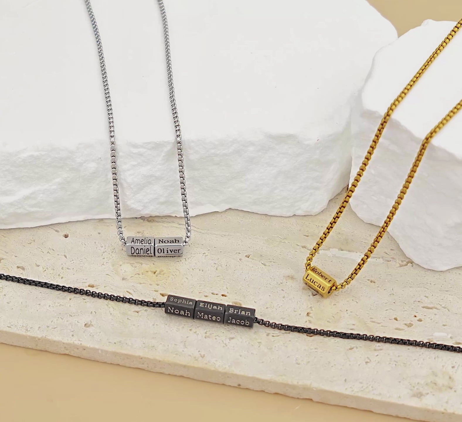 Personalized Names Hexagonal Necklace