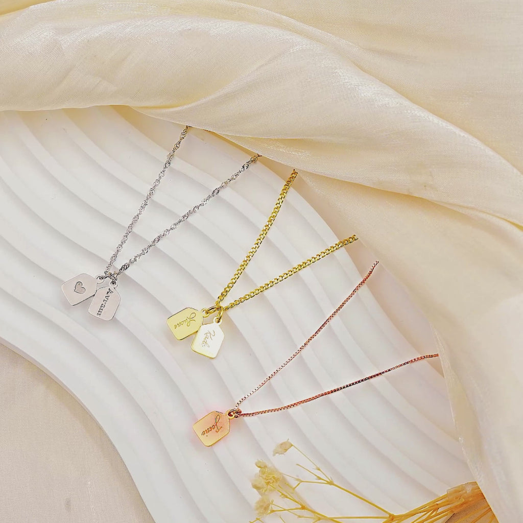 Custom Name Mini Tag Bar Necklace