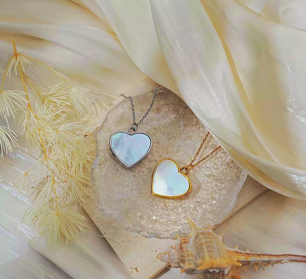 Pearl Heart Pet Memorial Photo Locket Necklace