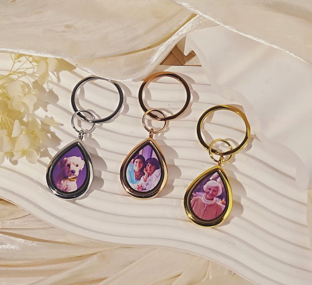 Glass Graduation Teardrop Photo Locket Lapel Pin