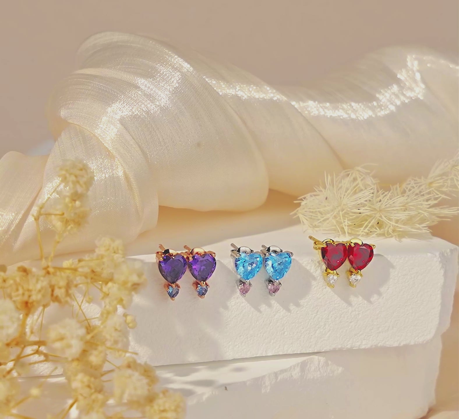 Birthstone Heart Earrings