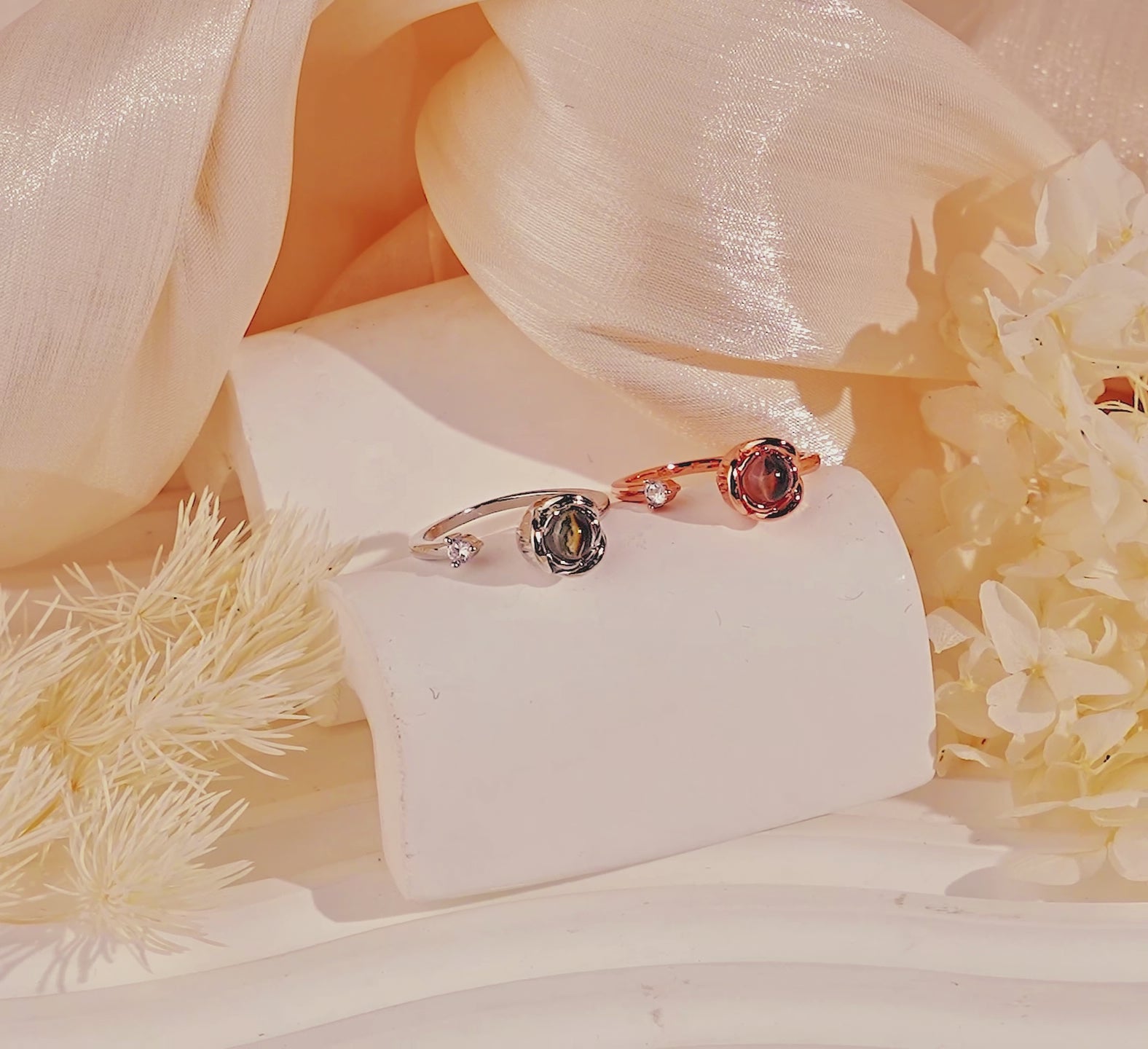 Rose Photo Projection Memorial Ring