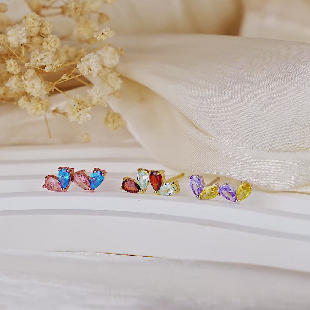 Heart Birthstone Earrings