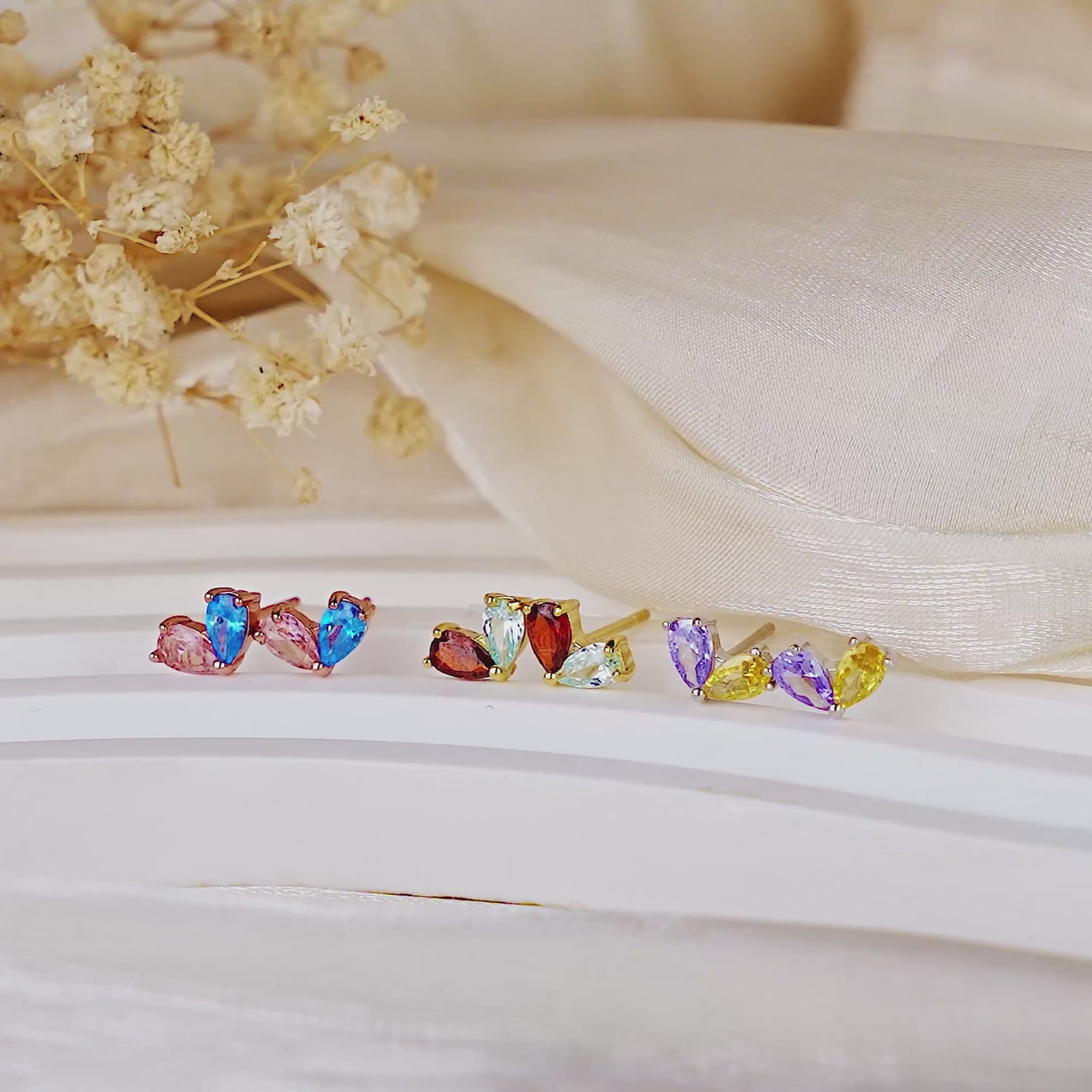 Heart Birthstone Earrings