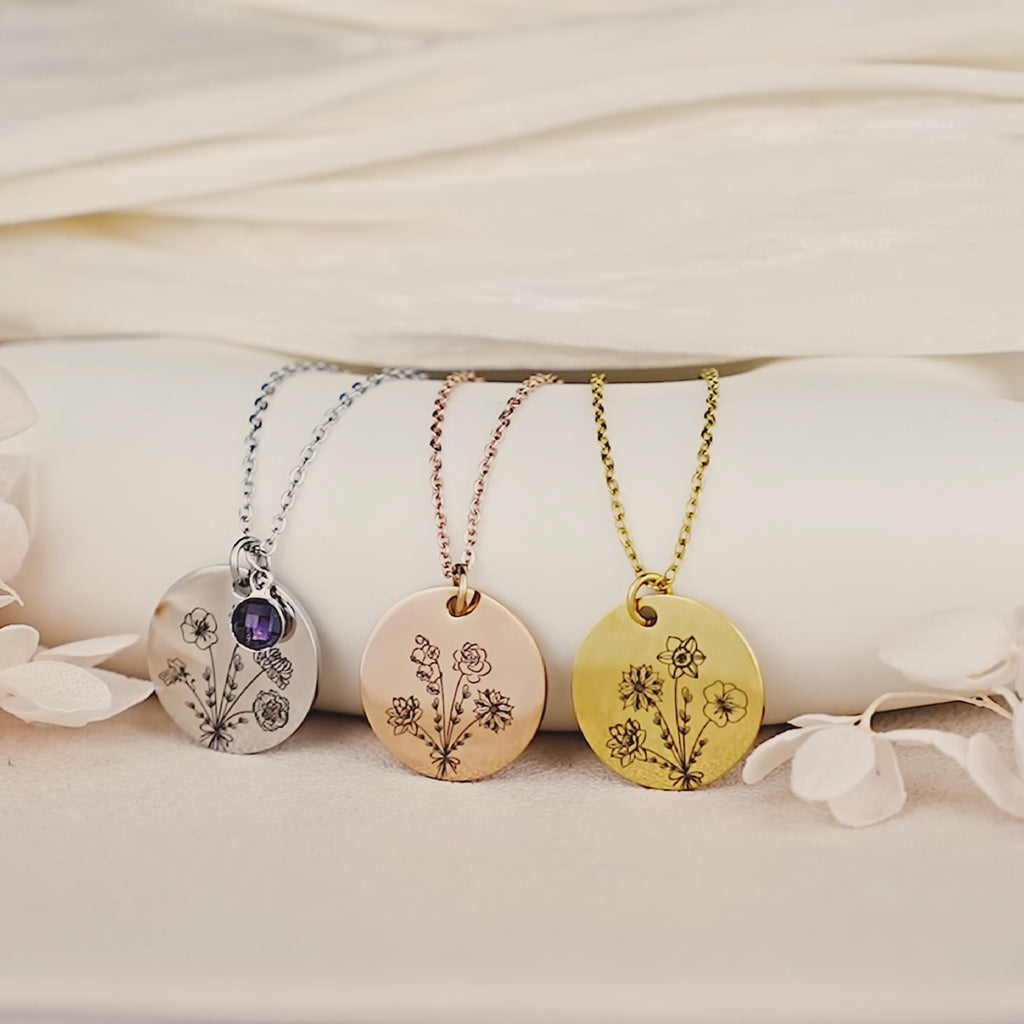 Birth Flower Bouquet Necklace