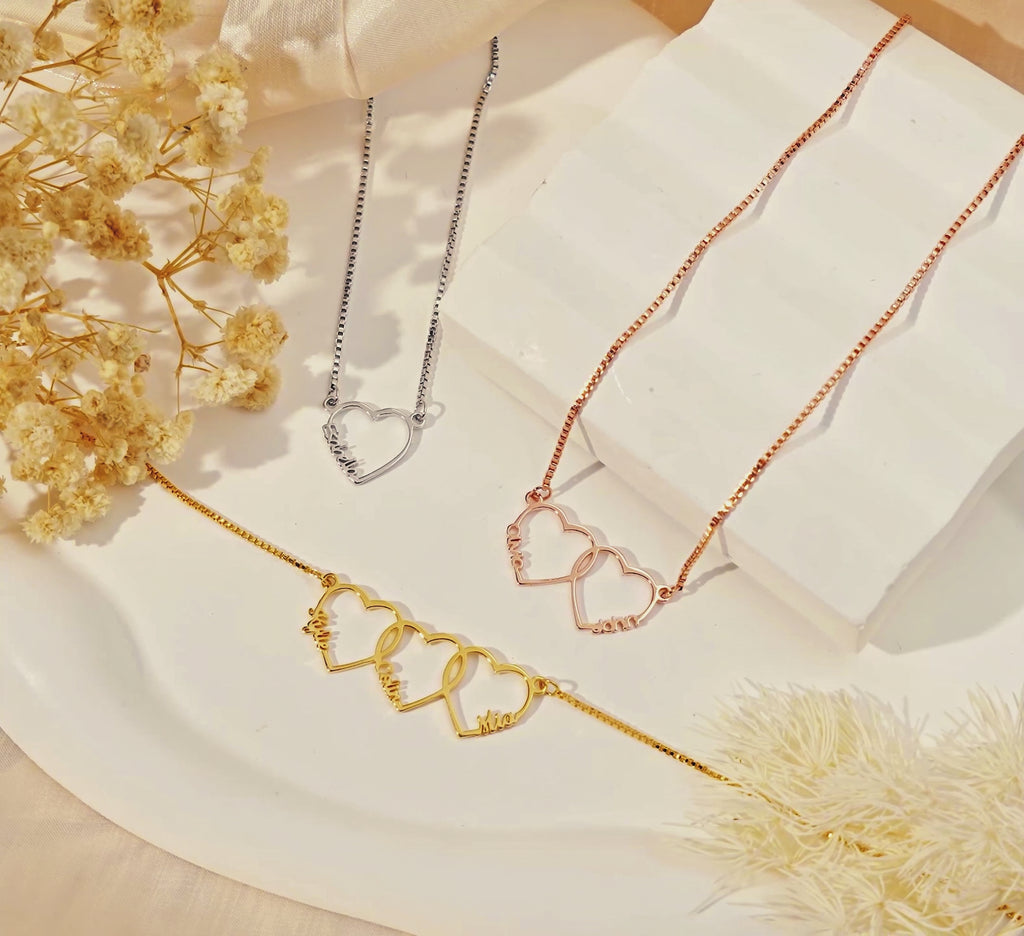 Custom Multi-Name Heart Necklaace